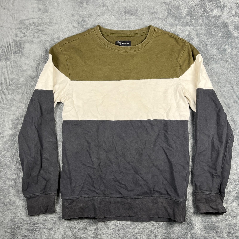 Original Use Sweatshirt Men Small Multicolor Colorblock French Terry Ribbed Trim